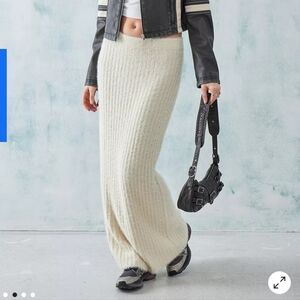 Urban Outfitters Cream Ribbed Maxi Skirt
